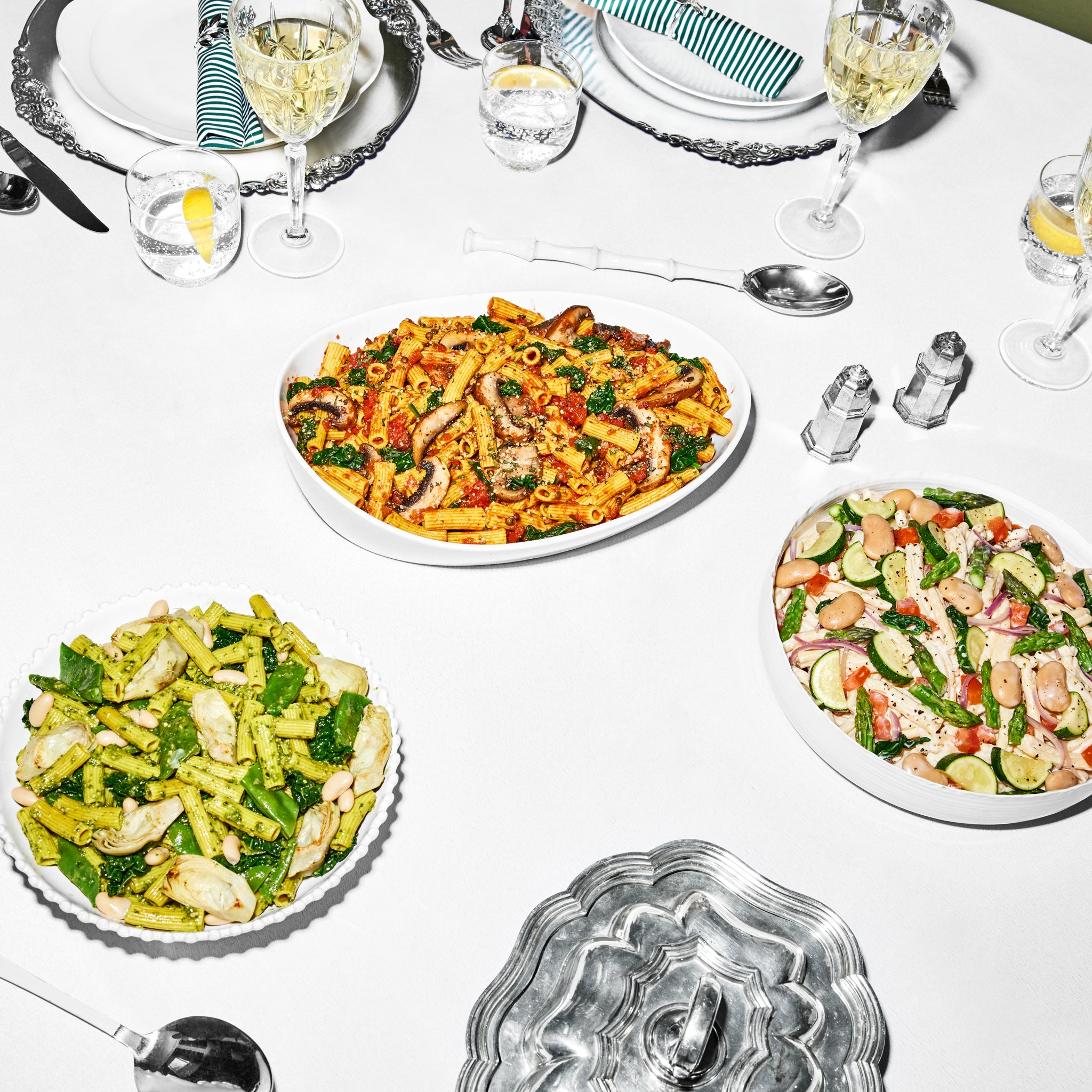 Zucchini + Gigante Bean Primavera Pasta Sunset