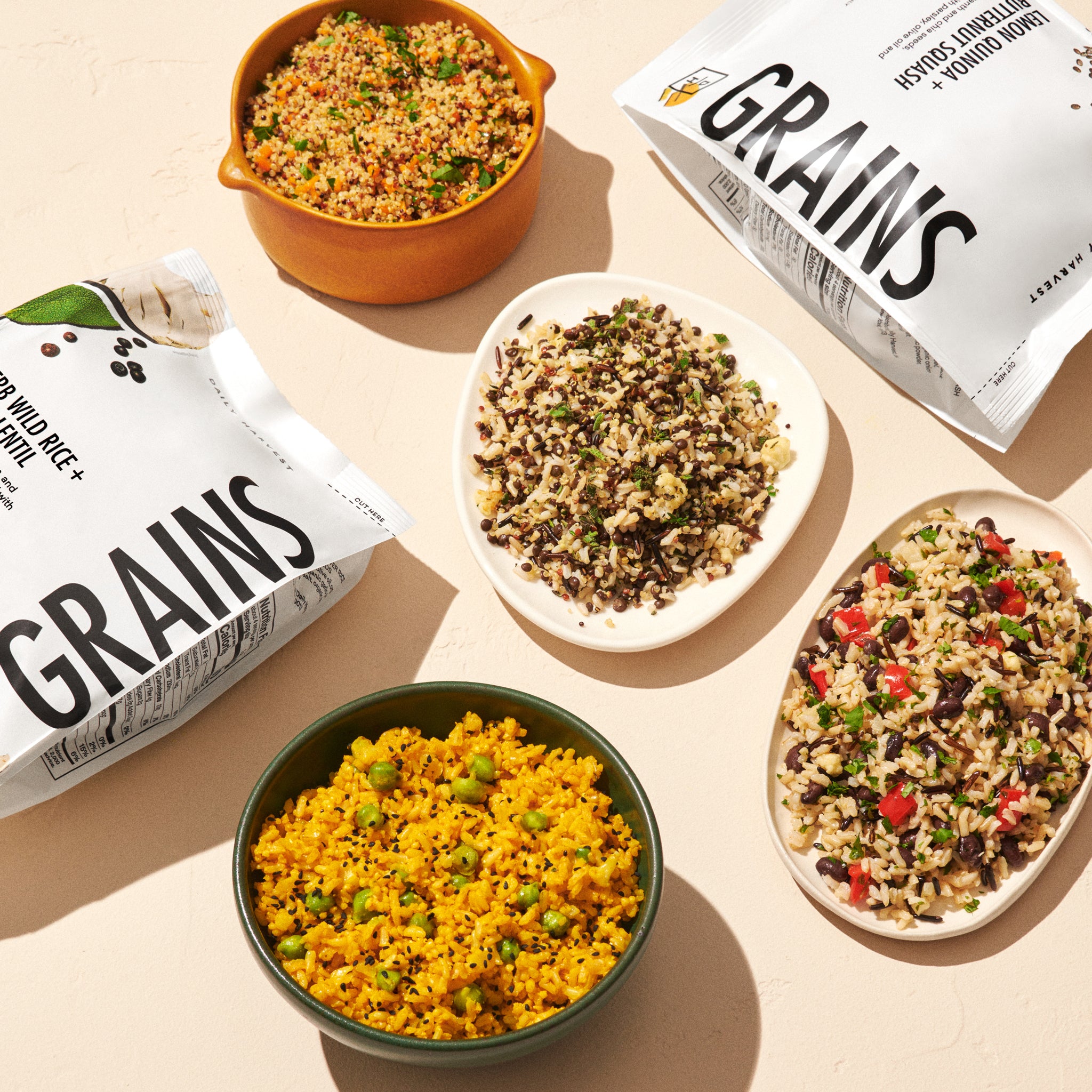 Curried Brown Rice + Green Chickpea Grain Sunset