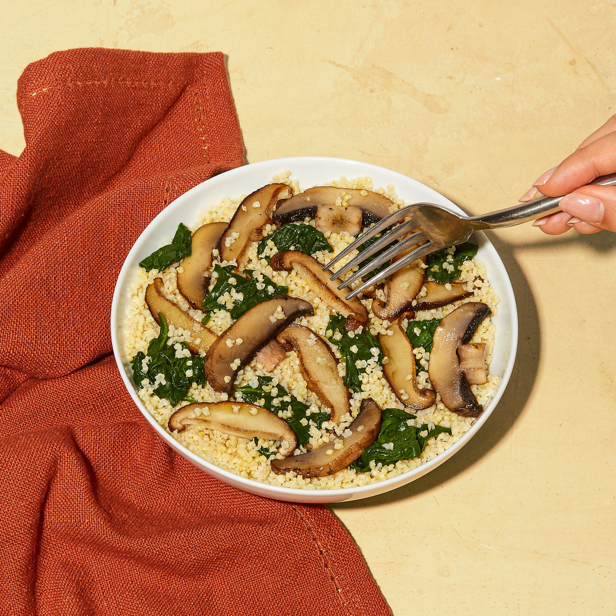 Spinach + Mushroom Grits Harvest Bowl Daily Harvest