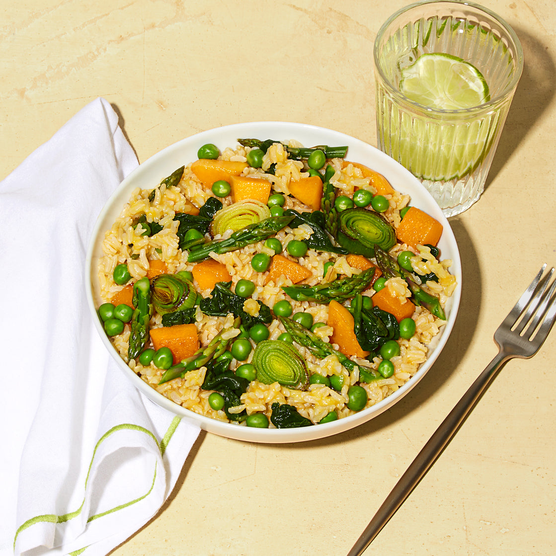 Herbed Squash + Asparagus Risotto Harvest Bowl Daily Harvest