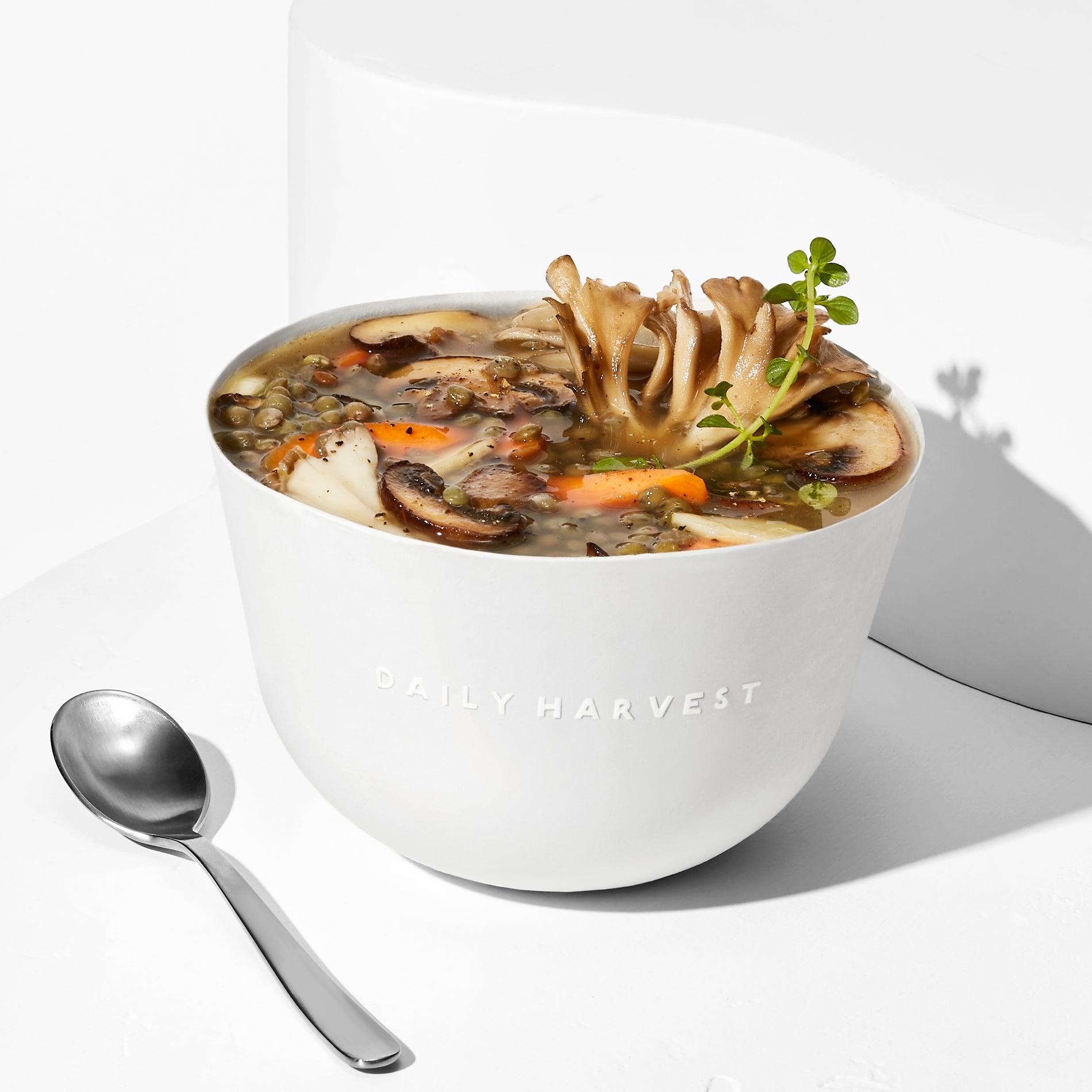 Lentil + Cremini Soup Sunset
