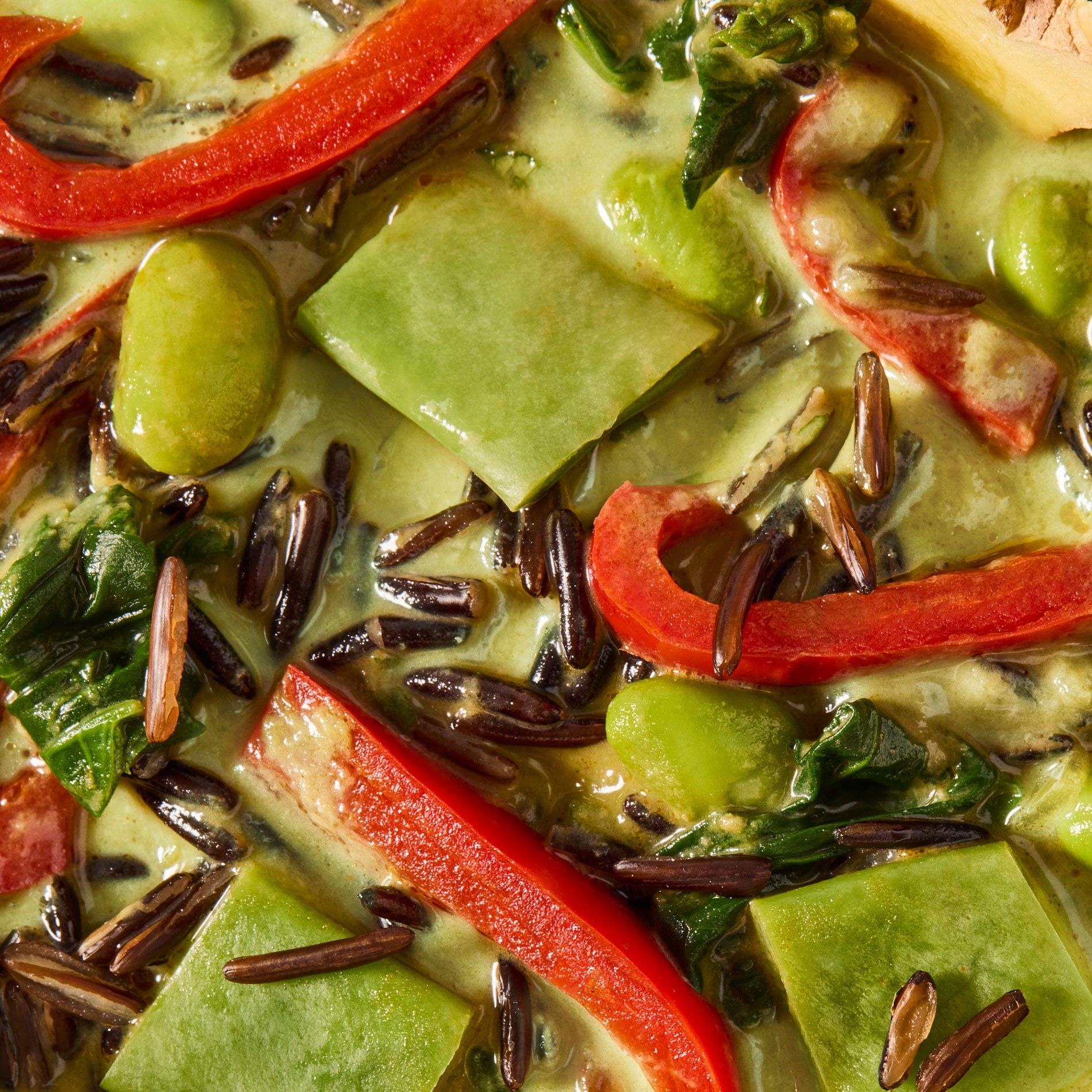 Edamame + Wild Rice Green Curry Soup Sunset