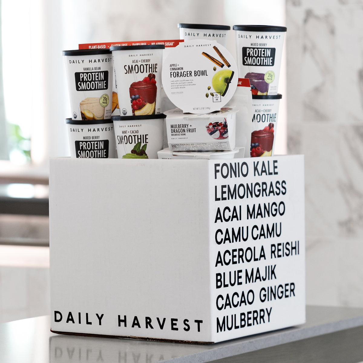 Daily Harvest New Parent Support Gift Box with products on top