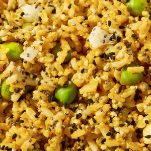 Curried Brown Rice + Green Chickpea Grain Sunset