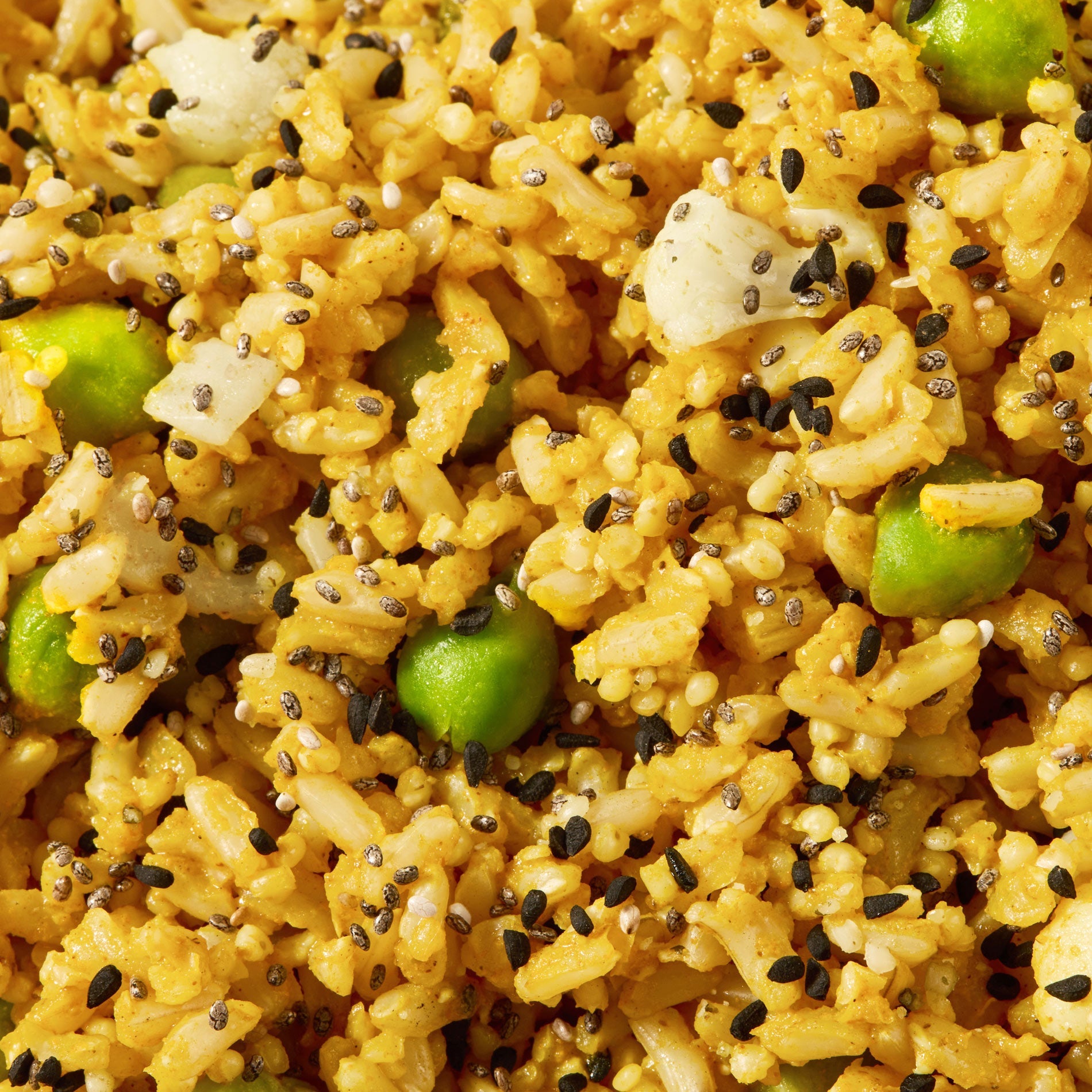 Curried Brown Rice + Green Chickpea Grain Sunset