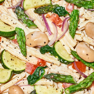 Zucchini + Gigante Bean Primavera Pasta Sunset
