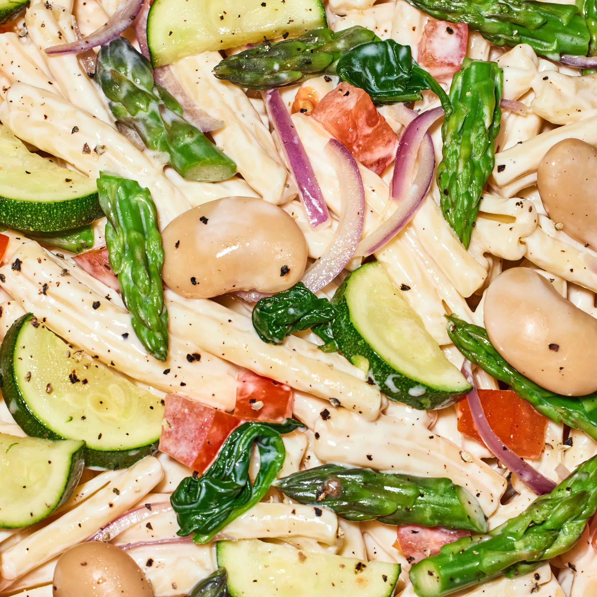 Zucchini + Gigante Bean Primavera Pasta Sunset