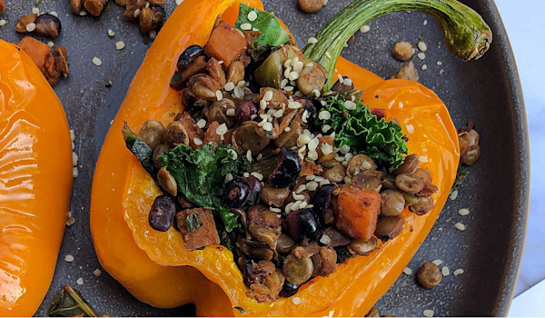 Image of Red Lentil + Cumin Stuffed Bell Peppers